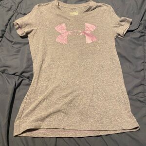 Under Armour Women's Gray Tee with Purple Logo